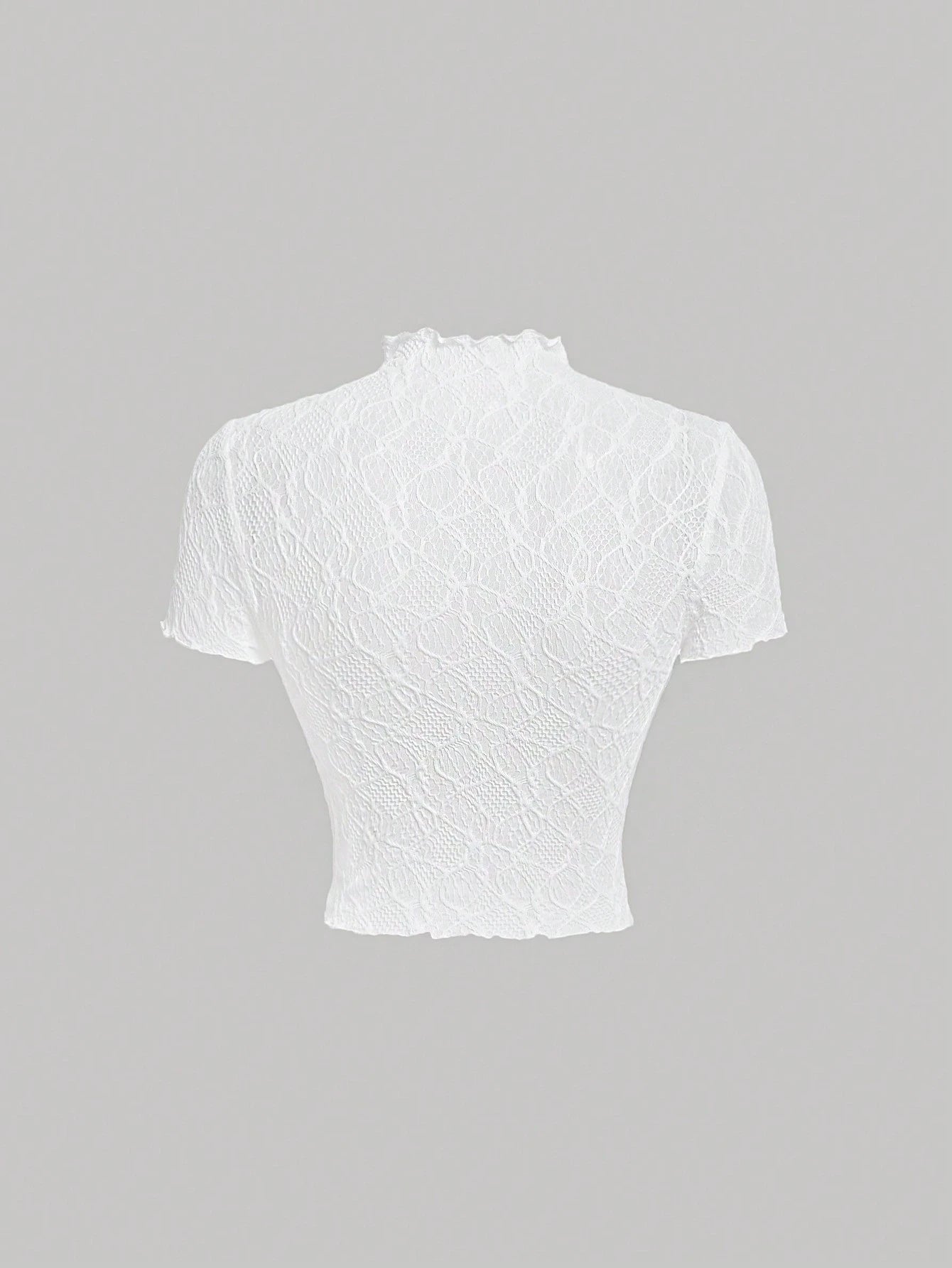 MOD Women's Round Neck Puff Sleeve Solid Color Knit Textured Sheer Casual T-Shirt