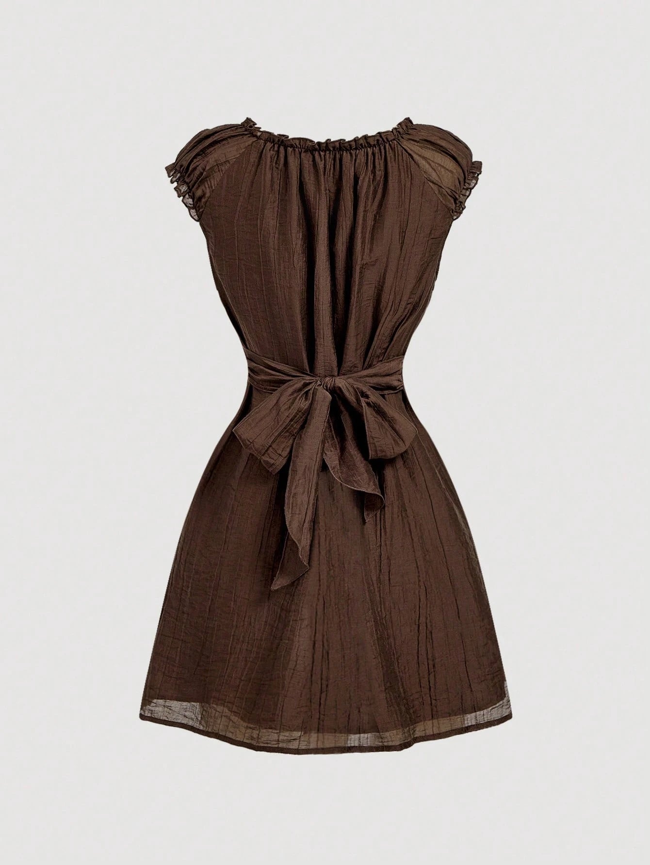 MOD Women's Solid Color V-Neck Pleated Casual Minimalist Party Mini Dress