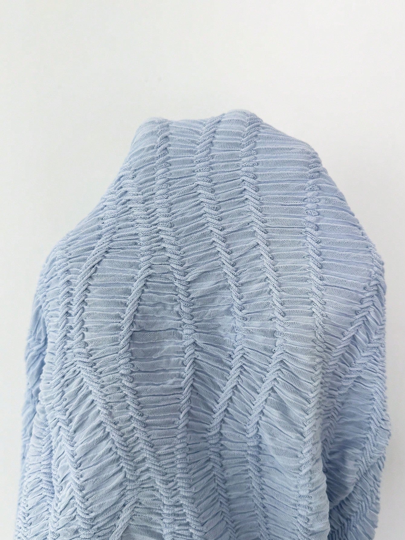 Modelyn Blue Textured One-Shoulder Twist Bandeau Bodycon Fishtail Dress Jacquard Knit Dress
