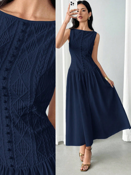 Modelyn Women's Elegant Solid Color Sleeveless Mid-Length Dress, Summer,Elegant Dresses For Women