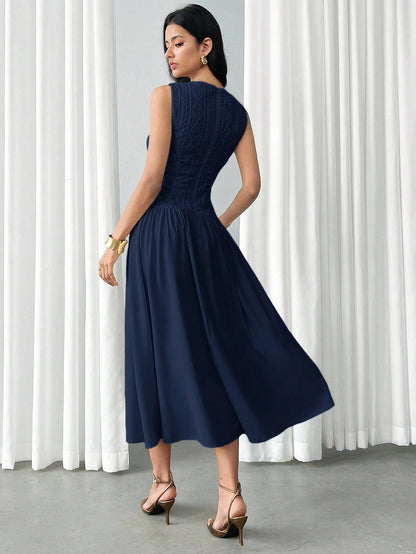 Modelyn Women's Elegant Solid Color Sleeveless Mid-Length Dress, Summer,Elegant Dresses For Women