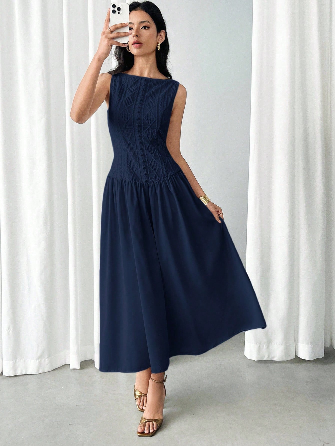 Modelyn Women's Elegant Solid Color Sleeveless Mid-Length Dress, Summer,Elegant Dresses For Women