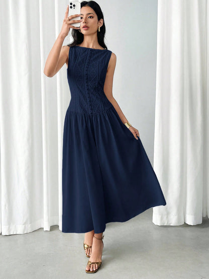 Modelyn Women's Elegant Solid Color Sleeveless Mid-Length Dress, Summer,Elegant Dresses For Women