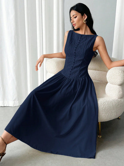 Modelyn Women's Elegant Solid Color Sleeveless Mid-Length Dress, Summer,Elegant Dresses For Women