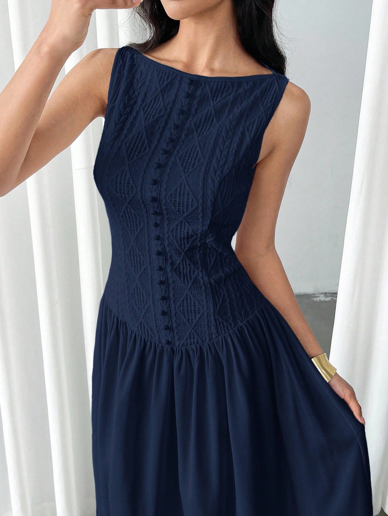 Modelyn Women's Elegant Solid Color Sleeveless Mid-Length Dress, Summer,Elegant Dresses For Women