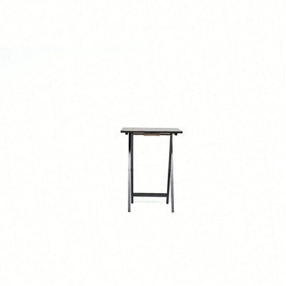 Modern Solid Wood Folding Tray Tables, Set Of 2, Black