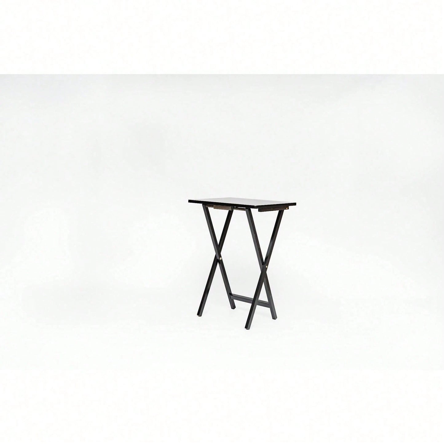 Modern Solid Wood Folding Tray Tables, Set Of 2, Black