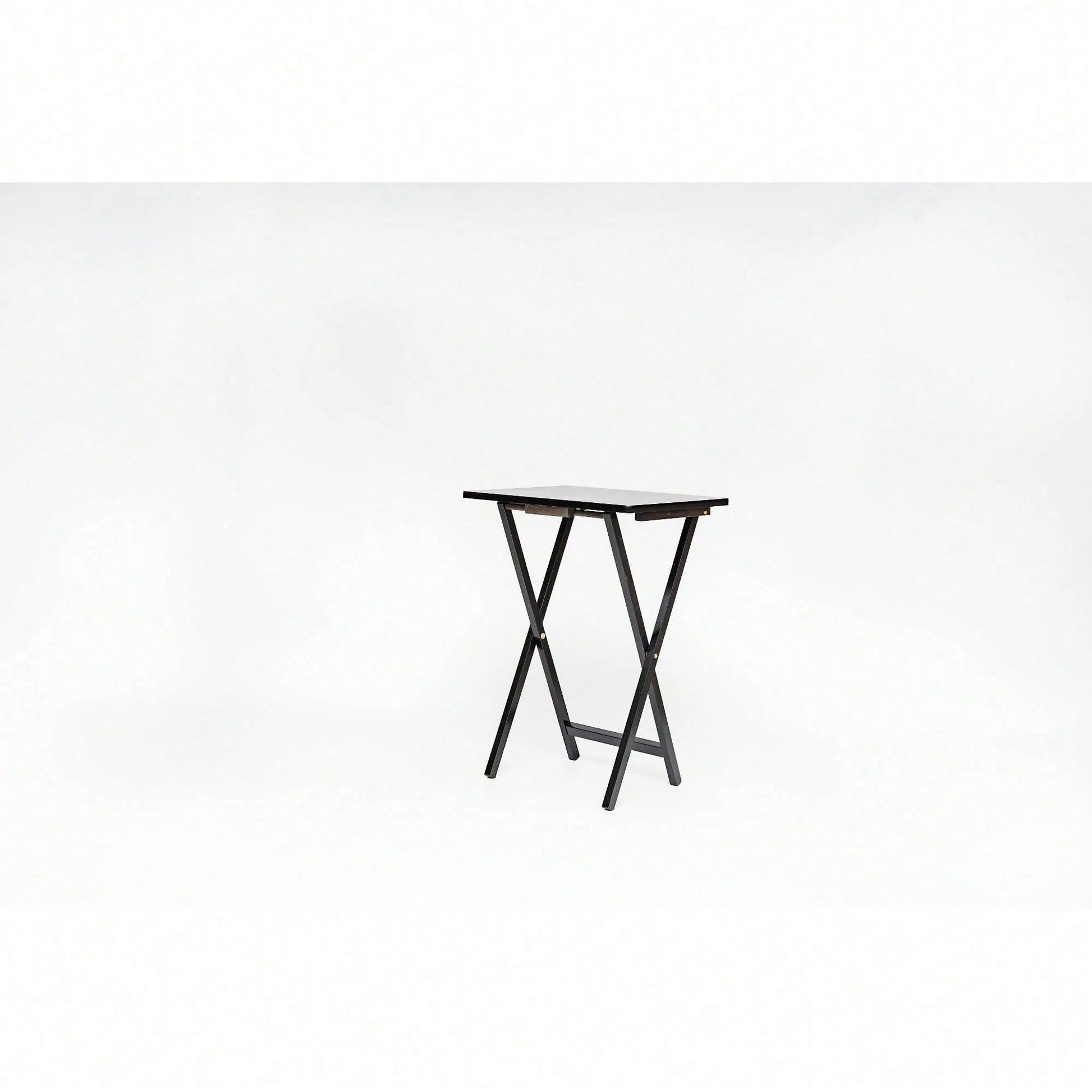 Modern Solid Wood Folding Tray Tables, Set Of 2, Black