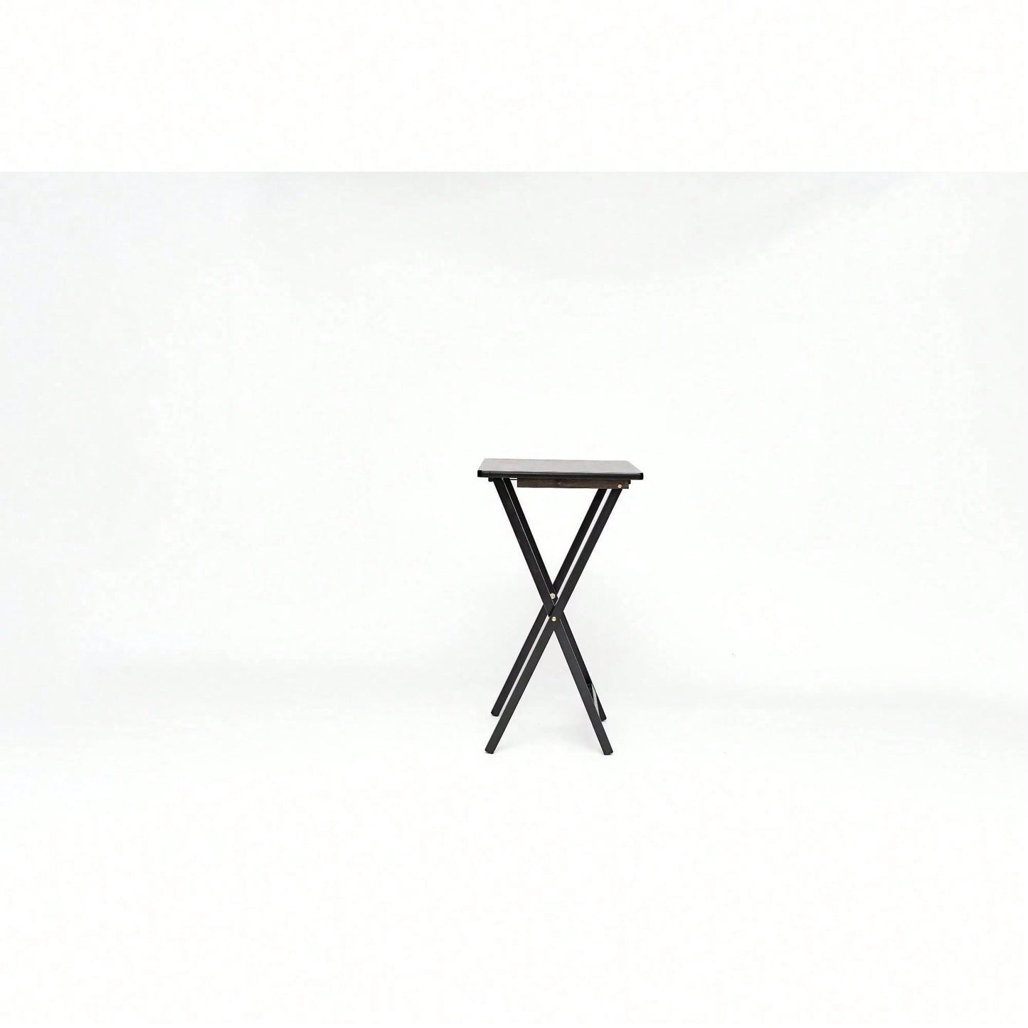 Modern Solid Wood Folding Tray Tables, Set Of 2, Black