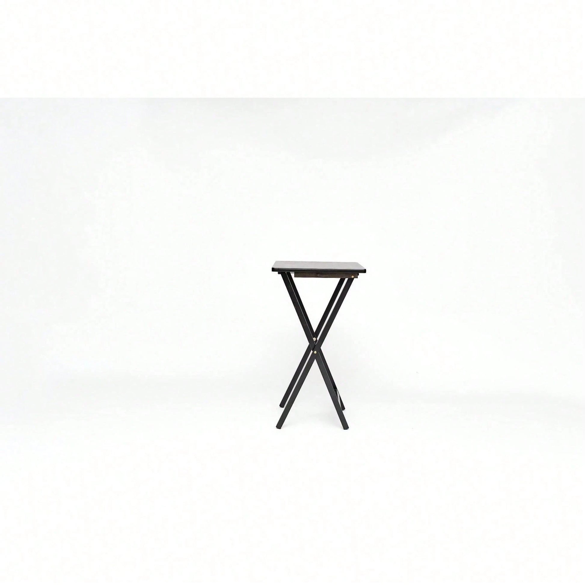 Modern Solid Wood Folding Tray Tables, Set Of 2, Black