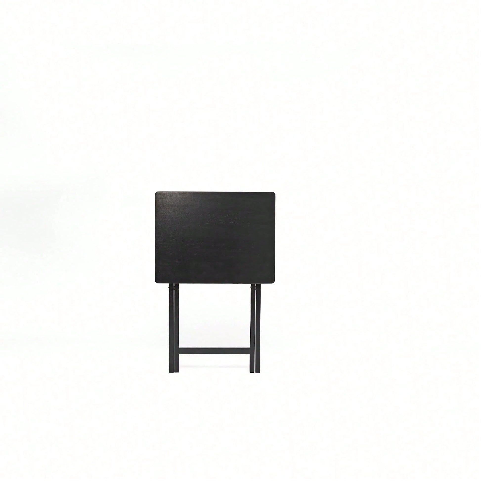 Modern Solid Wood Folding Tray Tables, Set Of 2, Black