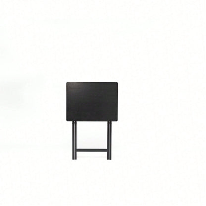 Modern Solid Wood Folding Tray Tables, Set Of 2, Black