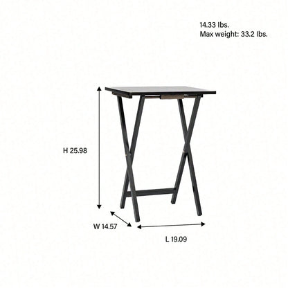 Modern Solid Wood Folding Tray Tables, Set Of 2, Black