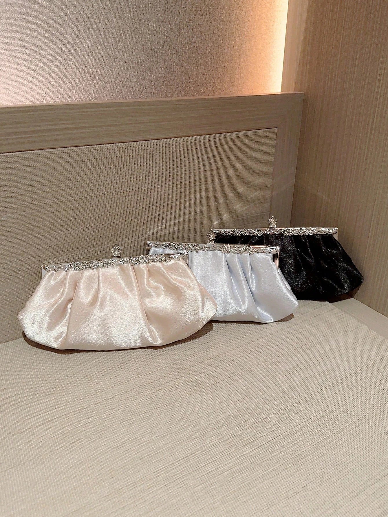 Moonlit EveBag Women's Exquisite Satin Evening Clutch Bag With Rhinestone Decoration, Party Dress Bag, Prom Bag, Evening Bag, Chain Handbag, Royal Blue,Wedding