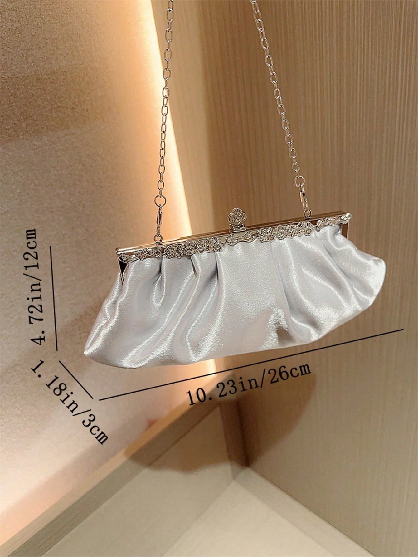 Moonlit EveBag Women's Exquisite Satin Evening Clutch Bag With Rhinestone Decoration, Party Dress Bag, Prom Bag, Evening Bag, Chain Handbag, Royal Blue,Wedding
