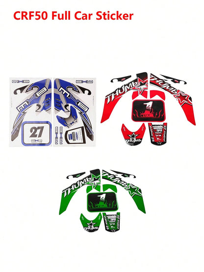 Motorcycle Decal Sticker Red Blue Yellow Green Racing Motorcycle Kohis Sticker CRF50 CRF70 Sticker For CRF 50cc 70cc Pit Dirt Bike Decal