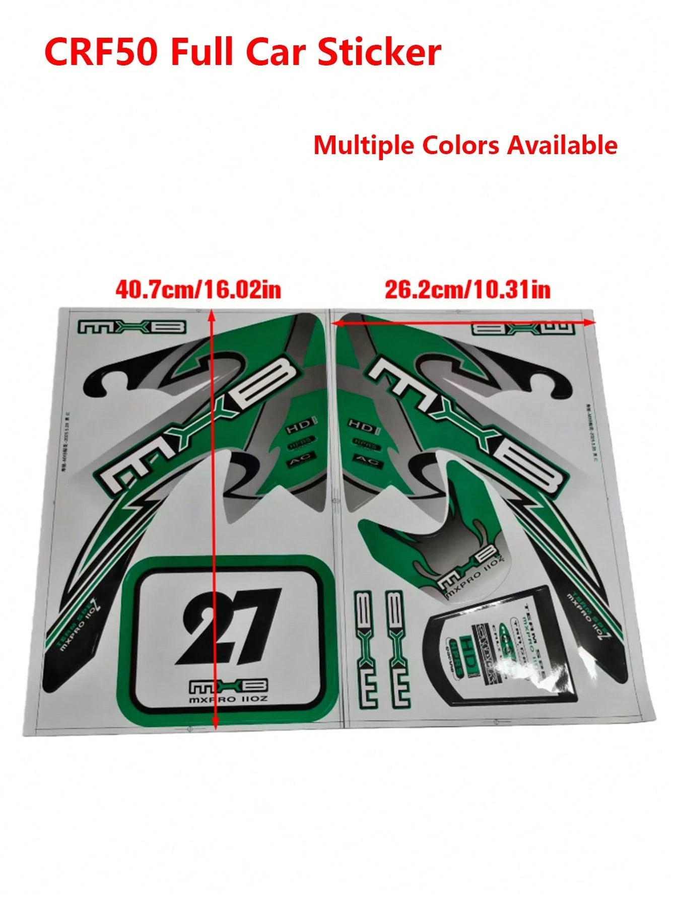 Motorcycle Decal Sticker Red Blue Yellow Green Racing Motorcycle Kohis Sticker CRF50 CRF70 Sticker For CRF 50cc 70cc Pit Dirt Bike Decal
