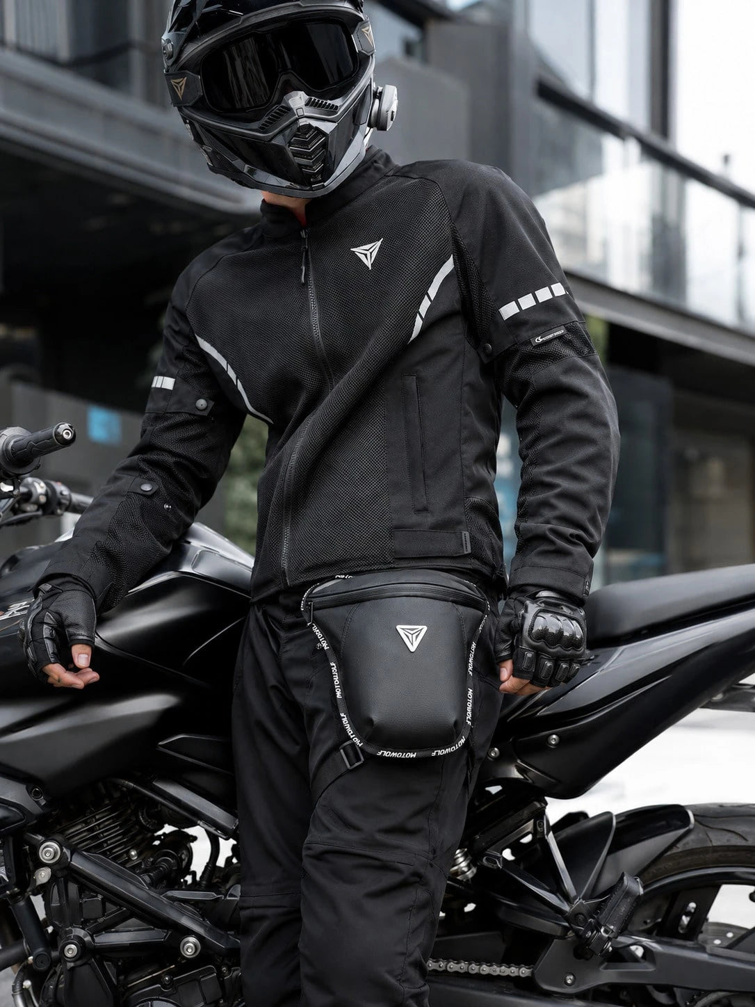 Motorcycle Drop Leg Bag, Water Resistant Thigh Bag Waist Pack, 3 In 1 Crossbody Sling Shoulder Chest Bag, Adjustable Leg Strap Fanny Pack Hip Bum Belt Bag For Biker Rider Riding Cycling Hiking Camping