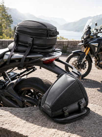 Motorcycle Tail Bag Water Resistant Expandable Rear Seat Bag Multifunctional Storage Saddle Bag For Riding Travel Touring Commuting For Sport Bike Motorbike Cruiser