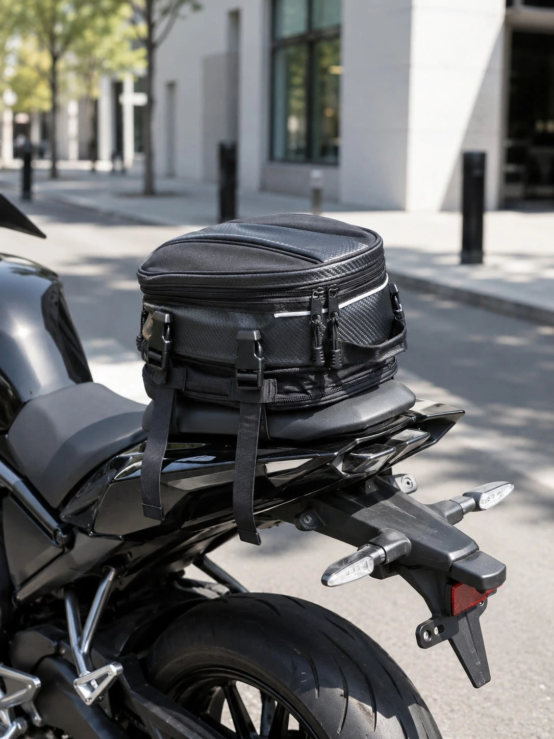 Motorcycle Tail Bag Water Resistant Expandable Rear Seat Bag Multifunctional Storage Saddle Bag For Riding Travel Touring Commuting For Sport Bike Motorbike Cruiser