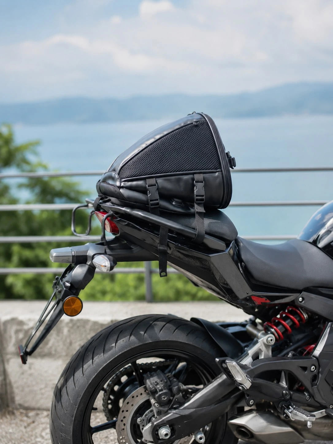 Motorcycle Tail Bag Water Resistant Expandable Rear Seat Bag Multifunctional Storage Saddle Bag For Riding Travel Touring Commuting For Sport Bike Motorbike Cruiser