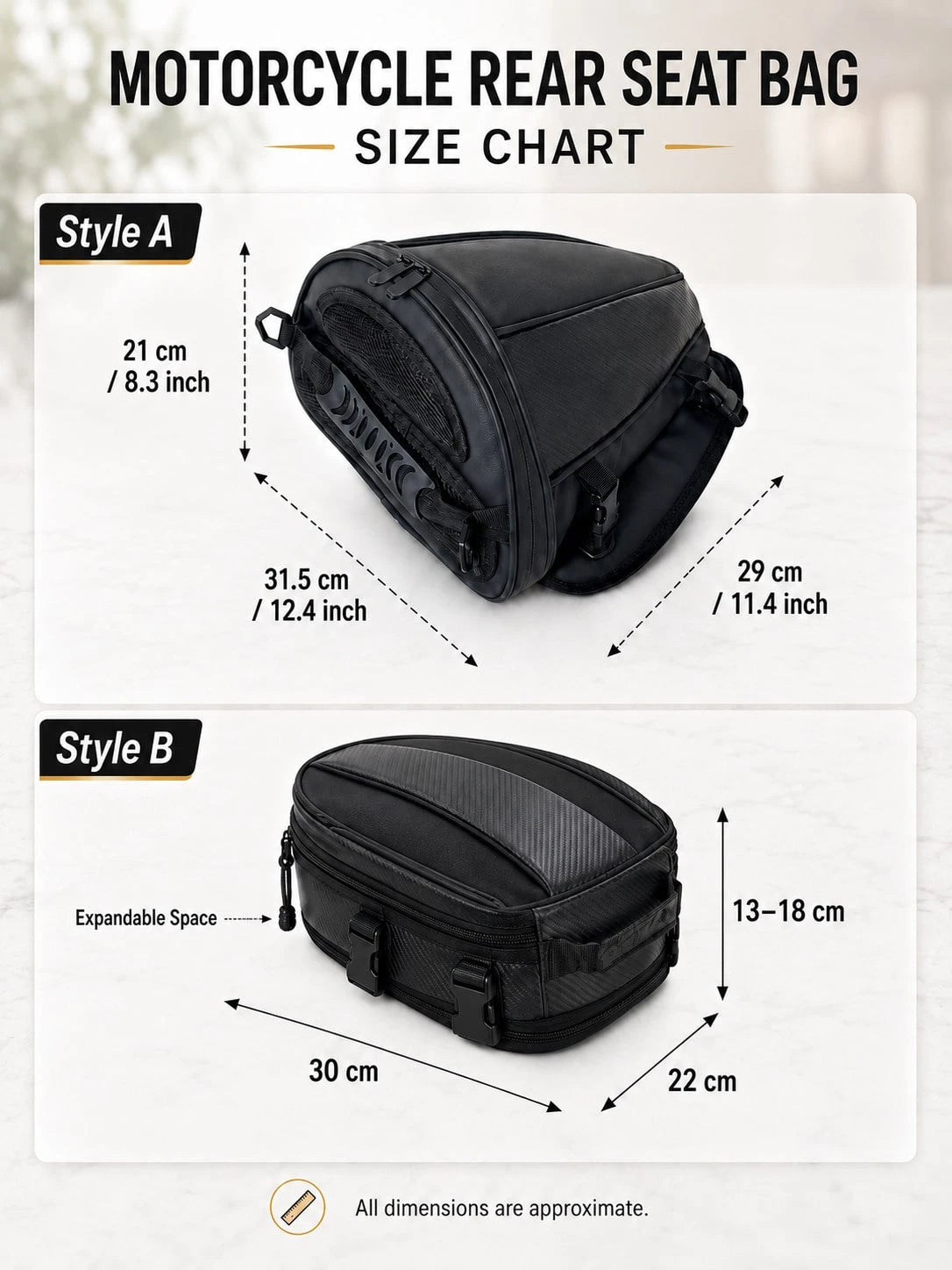 Motorcycle Tail Bag Water Resistant Expandable Rear Seat Bag Multifunctional Storage Saddle Bag For Riding Travel Touring Commuting For Sport Bike Motorbike Cruiser