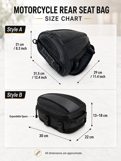 Motorcycle Tail Bag Water Resistant Expandable Rear Seat Bag Multifunctional Storage Saddle Bag For Riding Travel Touring Commuting For Sport Bike Motorbike Cruiser