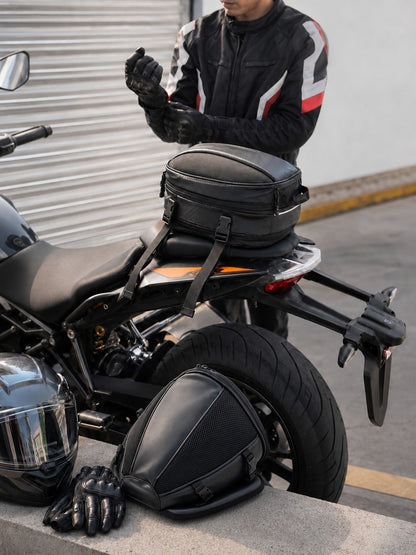 Motorcycle Tail Bag Water Resistant Expandable Rear Seat Bag Multifunctional Storage Saddle Bag For Riding Travel Touring Commuting For Sport Bike Motorbike Cruiser