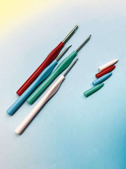 Multi-Color Punch Needle Embroidery Tool Set With Protective Case And Easy Threader, 4-Color Red Pink Green Blue Simple Punch Needles, Suitable For DIY Handmade Tufted Carpets, Punch Needle Art Painti