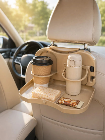 Multi-Functional Foldable Car Dining Table, Car Seat Back Tray And Cup Holder, Multi-Purpose Child Dining Plate, Foldable Car Laptop Desk, Road Trip Essentials