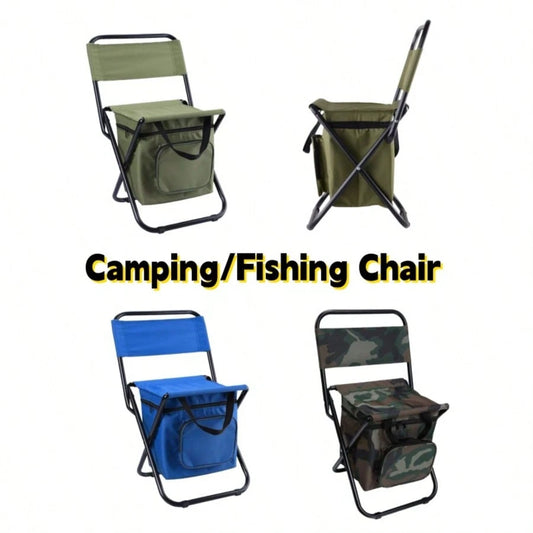 Multifunction Folding Fishing Chair With Backrest And Insulated Storage Bag Portable Outdoor Lounge Stool In Oxford Cloth Frame Supports Up For Beach And Camping