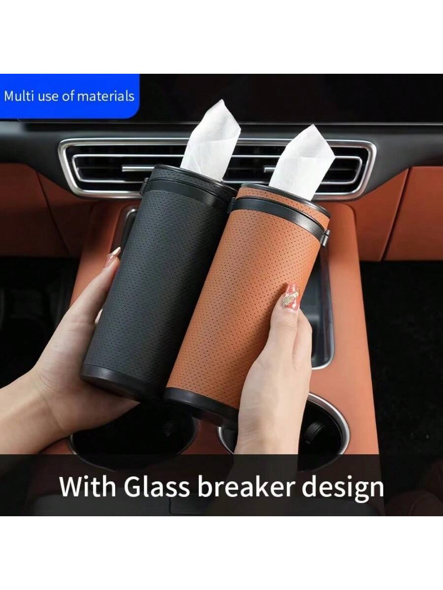 Multifunctional Car Tissue Box, Round Paper Towel Tube With Car Window Breaking Tool, Universal Car Accessories