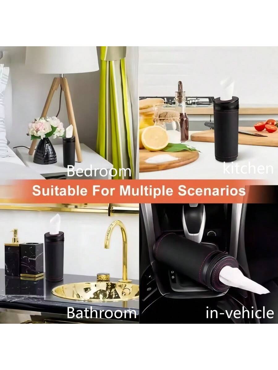 Multifunctional Car Tissue Box, Round Paper Towel Tube With Car Window Breaking Tool, Universal Car Accessories