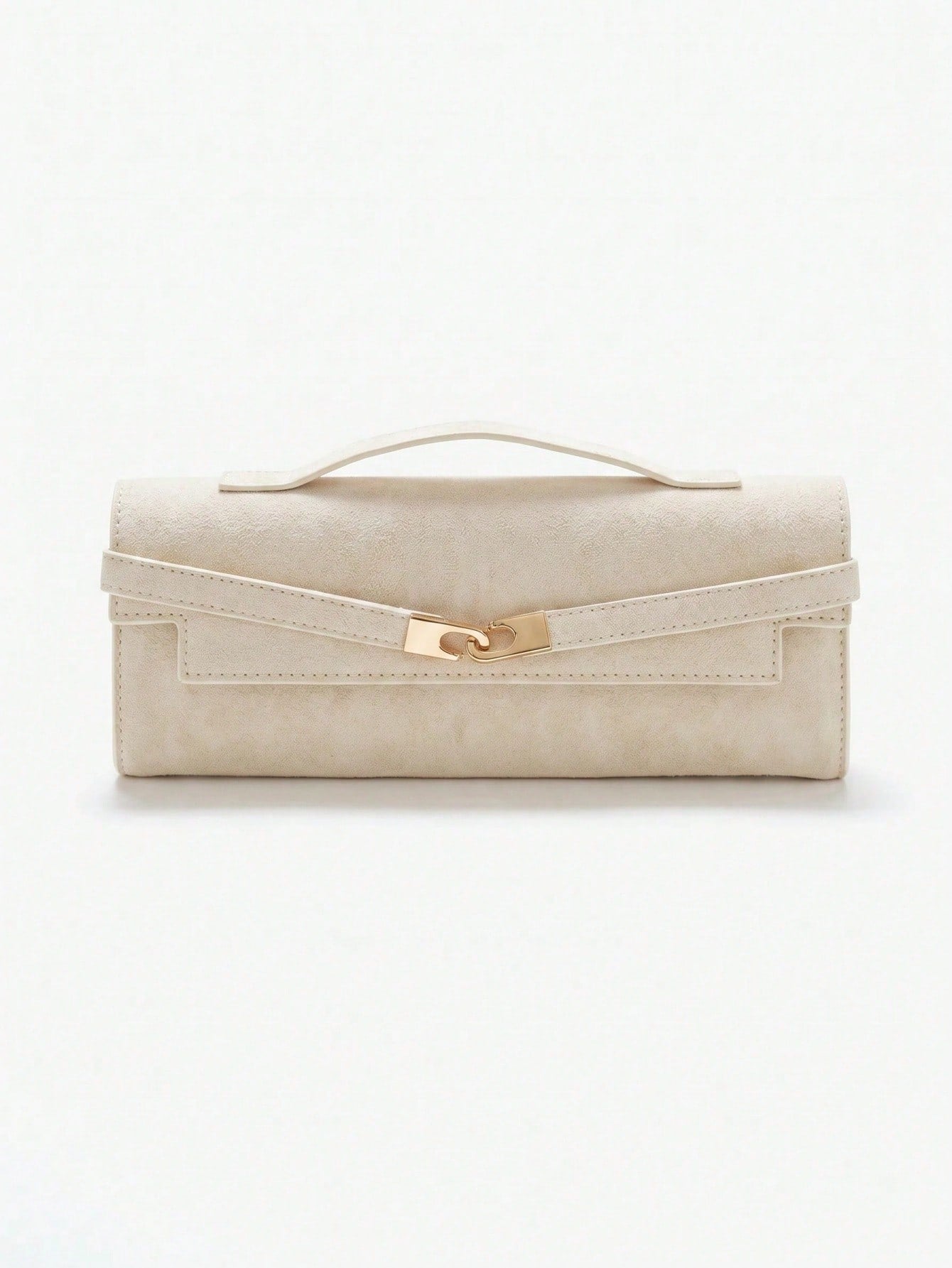 MUSERA Ladies Top Handle Bags, Suede, Apricot, Hardware Buckle Decoration, Fashionable, Luxury, Elegant, Simple, Personalized, Versatile, Retro, Vintage, For Date, Daily, Shopping, Afternoon Tea, Coc
