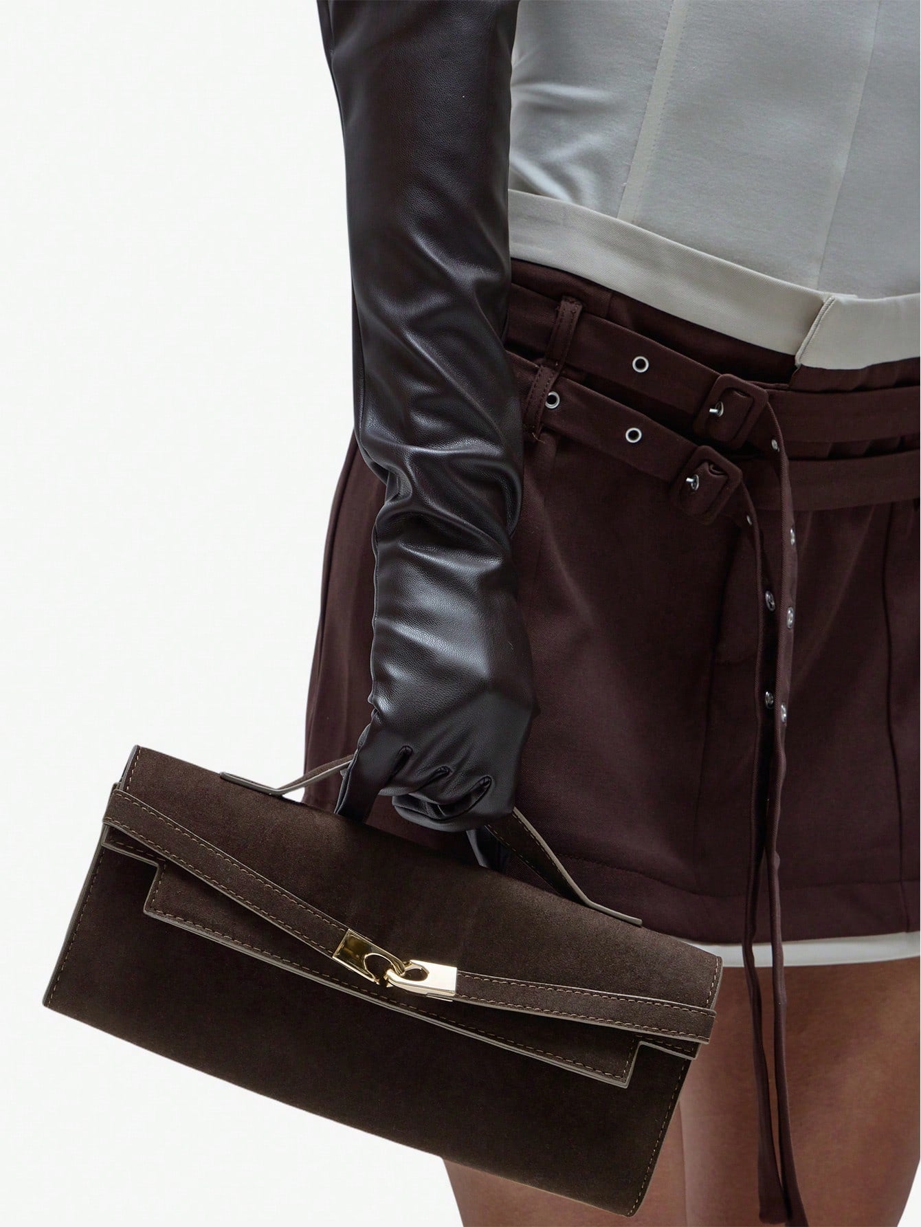 MUSERA Ladies Top Handle Bags, Suede, Apricot, Hardware Buckle Decoration, Fashionable, Luxury, Elegant, Simple, Personalized, Versatile, Retro, Vintage, For Date, Daily, Shopping, Afternoon Tea, Coc