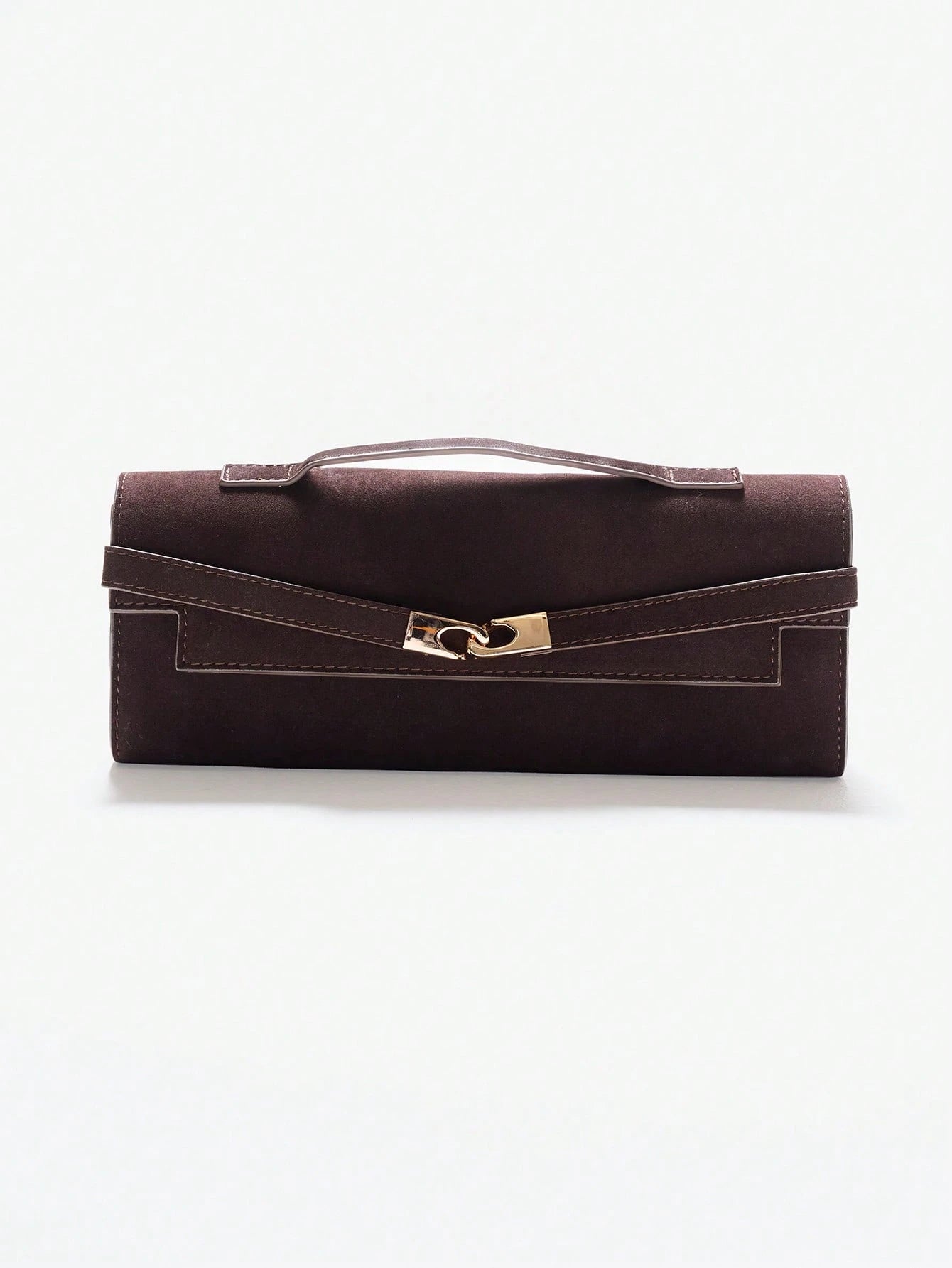 MUSERA Ladies Top Handle Bags, Suede, Apricot, Hardware Buckle Decoration, Fashionable, Luxury, Elegant, Simple, Personalized, Versatile, Retro, Vintage, For Date, Daily, Shopping, Afternoon Tea, Coc