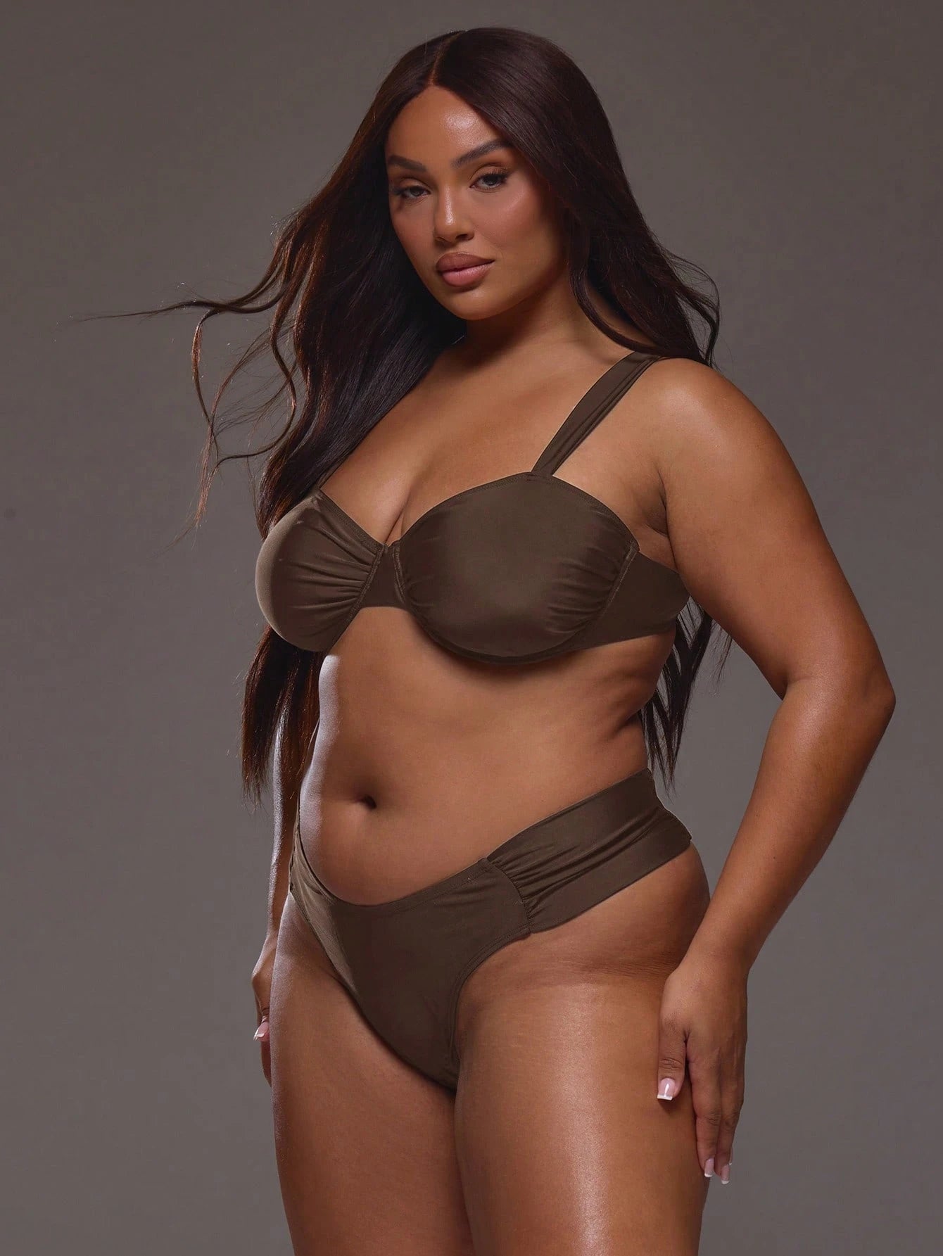 MUSERA Plus Size High Leg Bikini Bottoms Only Everyday Casual Spring Summer Vacation Holiday Essentials Resort