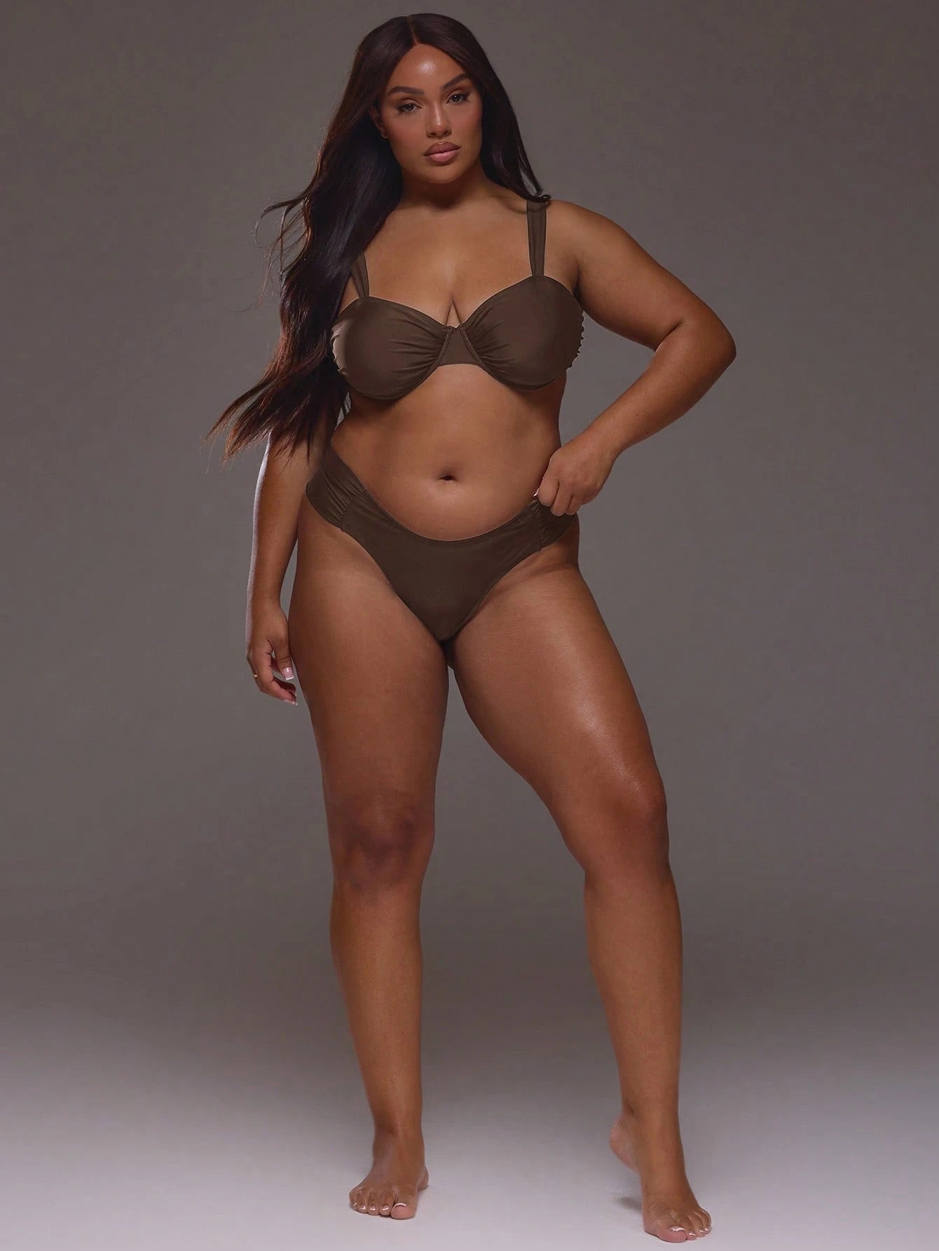 MUSERA Plus Size High Leg Bikini Bottoms Only Everyday Casual Spring Summer Vacation Holiday Essentials Resort
