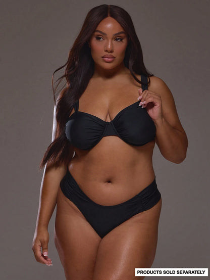 MUSERA Plus Size High Leg Bikini Bottoms Only Everyday Casual Spring Summer Vacation Holiday Essentials Resort