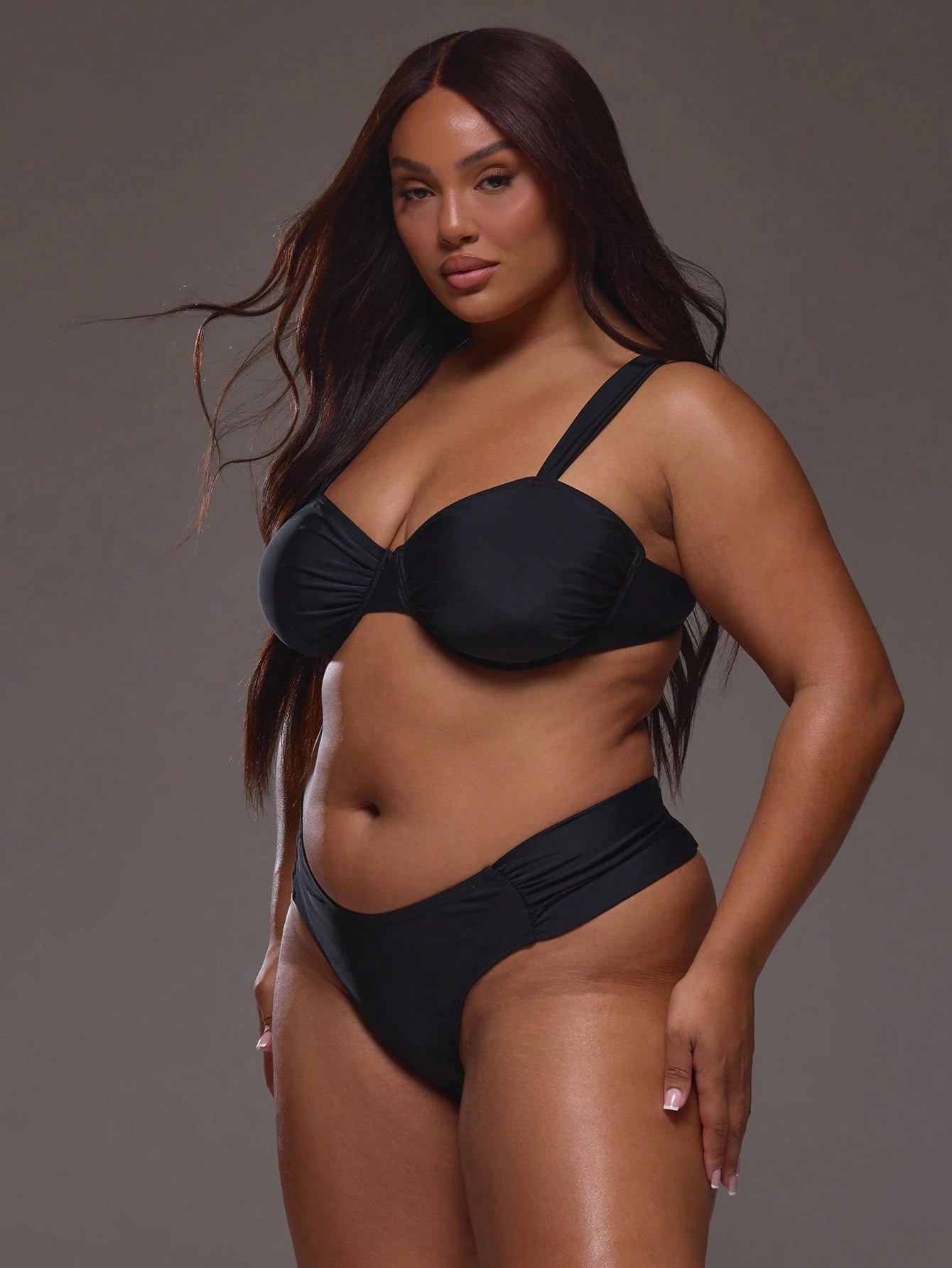 MUSERA Plus Size High Leg Bikini Bottoms Only Everyday Casual Spring Summer Vacation Holiday Essentials Resort