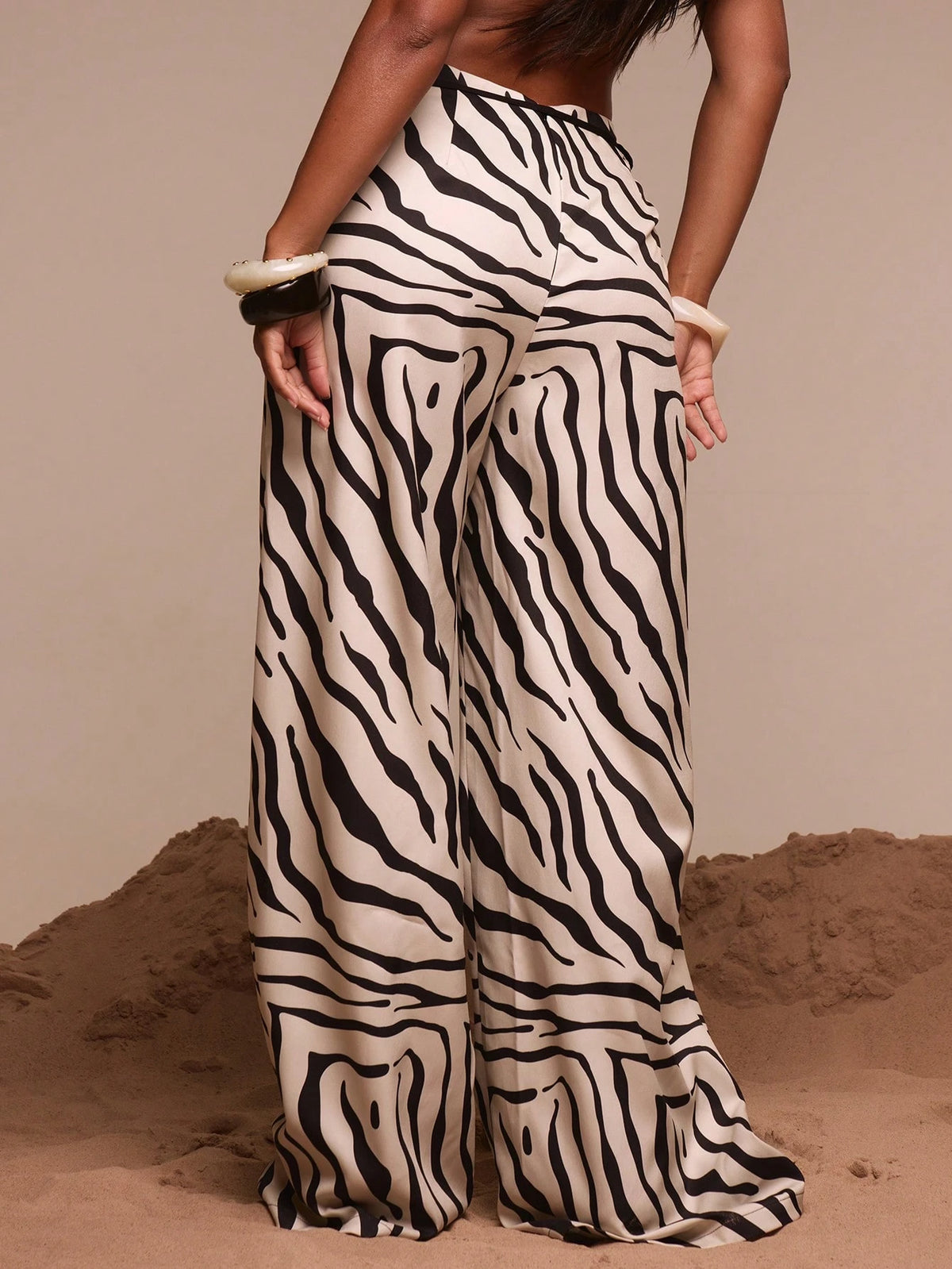 Musera Resort Beaded Belt Detail Printed Baggy Beach Trousers Cover Up Swim Vacation Holiday Summer Travel Beachwear Bathing Suit Terra Sol Luxury Elegant