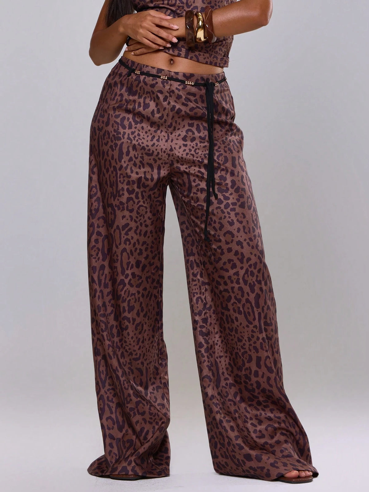 Musera Resort Beaded Belt Detail Printed Baggy Beach Trousers Cover Up Swim Vacation Holiday Summer Travel Beachwear Bathing Suit Terra Sol Luxury Elegant