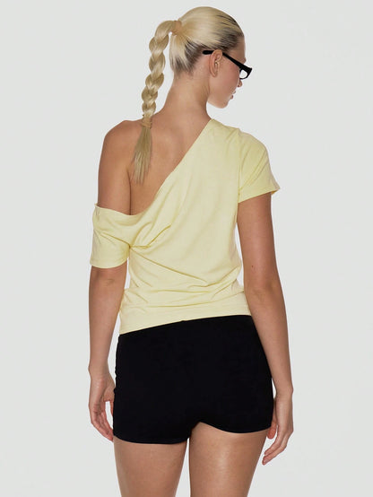 MUSERA Slouchy Off The Shoulder Raw Hem 'I Heart Swag' Slogan Oversized Graphic Tee Summer Holiday Festival Cute Going Out Feminine Girly Y2k Bad Timing