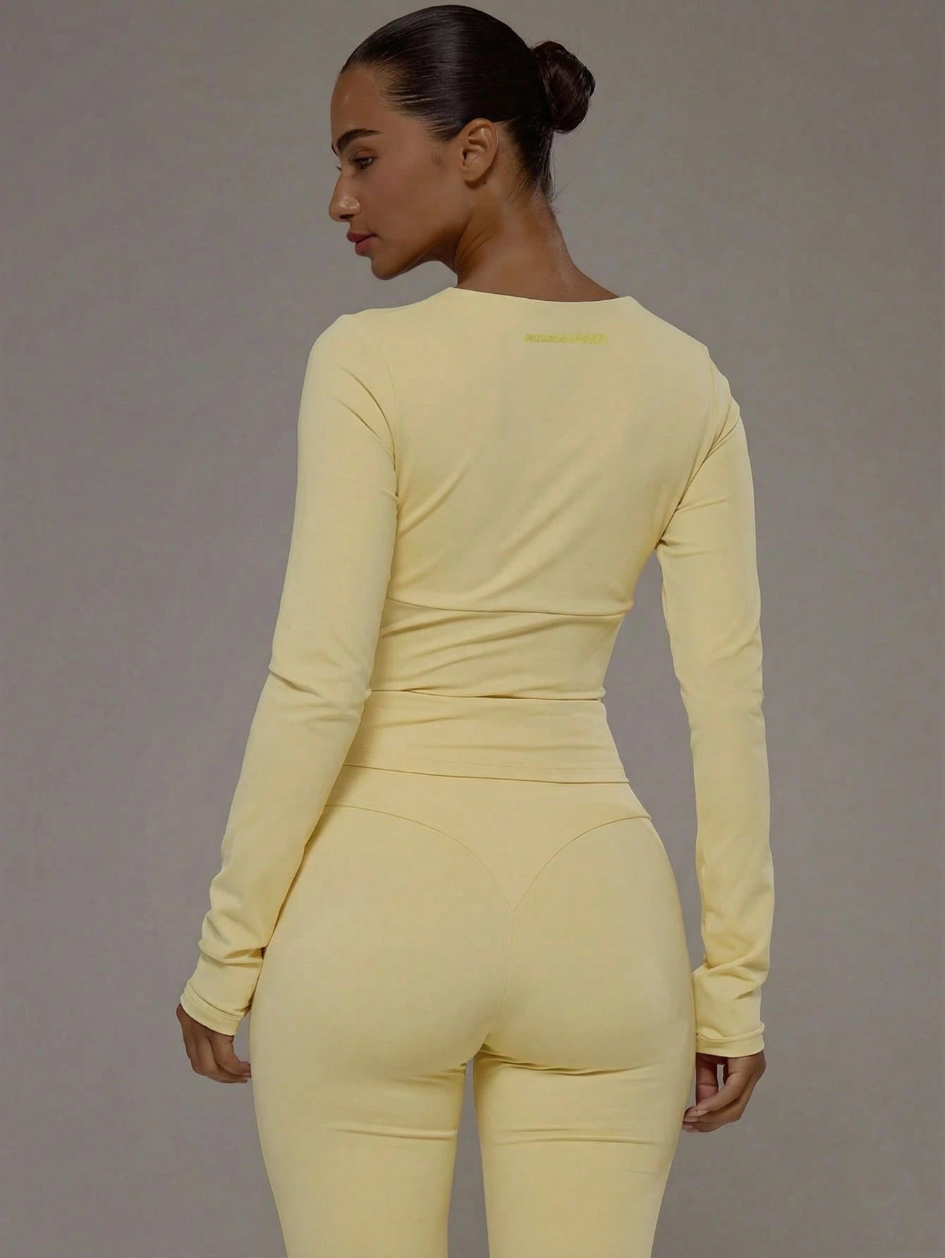 Musera Sport Wrap Front V-Neckline Doule Layered Long Sleeve Active Top Only Sport Workout Gym Pilates Fitness Daily Casual