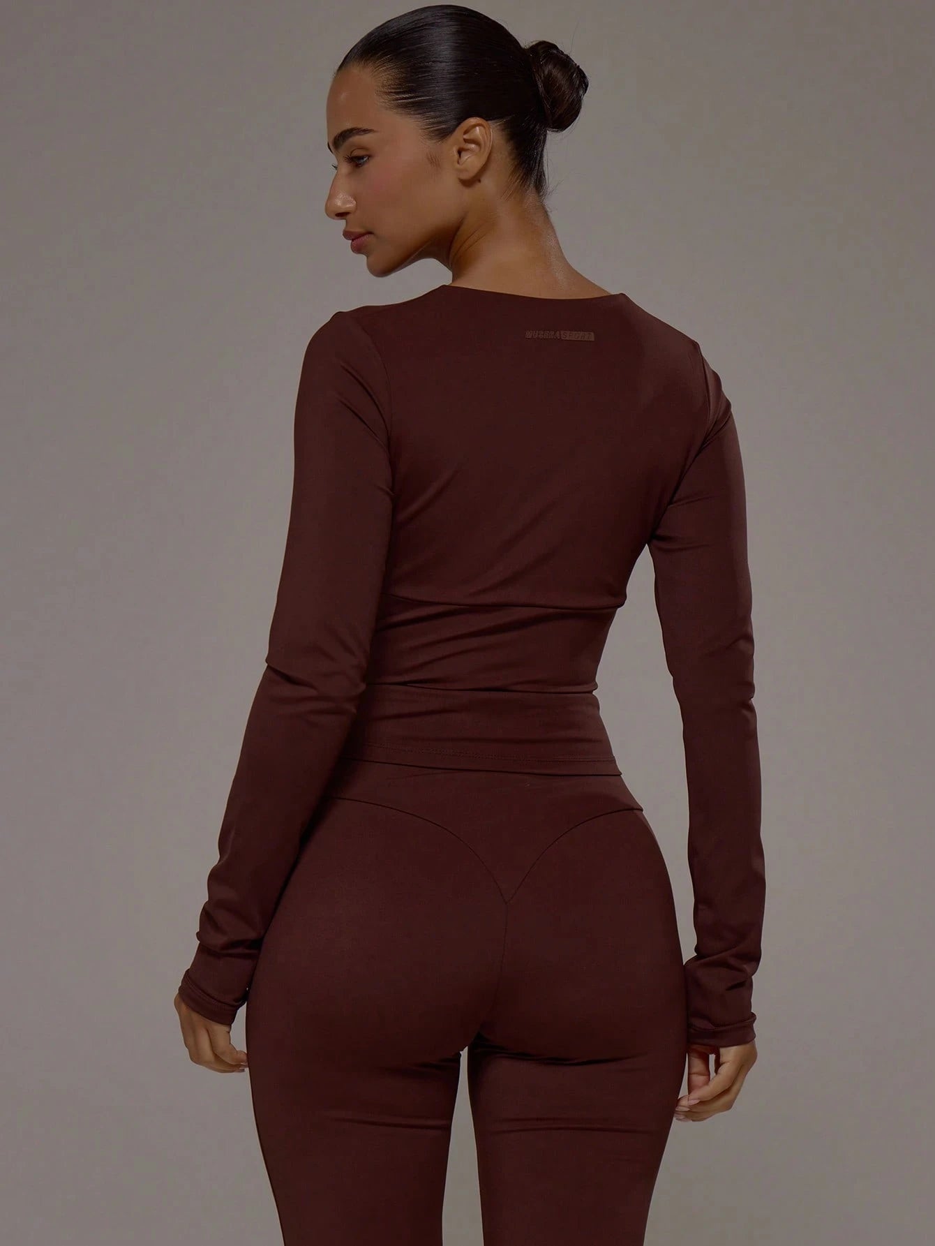 Musera Sport Wrap Front V-Neckline Doule Layered Long Sleeve Active Top Only Sport Workout Gym Pilates Fitness Daily Casual
