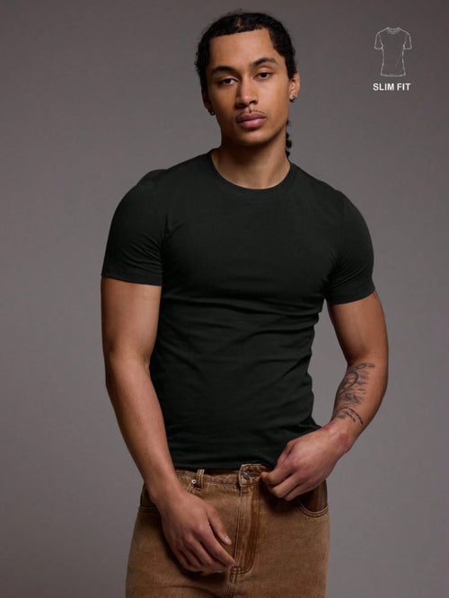 Musero Slim Fit Fitted Short Sleeve Basic Plain T-Shirt Capsule Wardrobe Spring&Summer