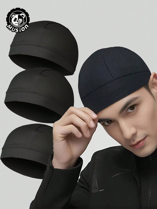 Musion 1/3 Pack Mesh Helmet Liner Skull Cap, Sweat-Absorbing Quick-Dry Running Sports Beanie, Comfortable Headwear For Men And Women
