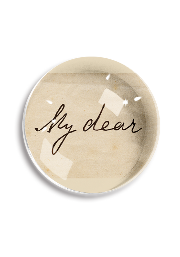 "My Dear" Script Crystal Dome Paperweight
