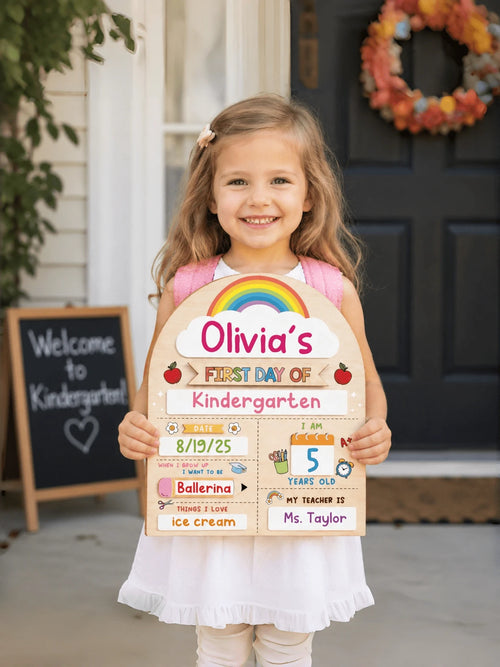 My First Day Of School Sign, Reusable Back To School Wooden Chalkboard, Suitable For Preschool And Kindergarten, Easy To Write And Erase, Back To School Season
