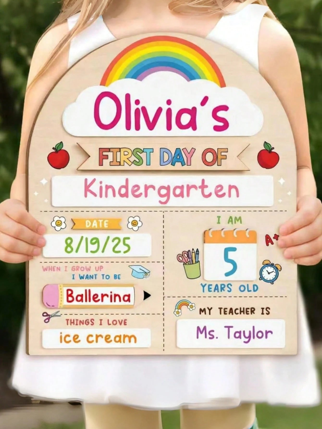 My First Day Of School Sign, Reusable Back To School Wooden Chalkboard, Suitable For Preschool And Kindergarten, Easy To Write And Erase, Back To School Season